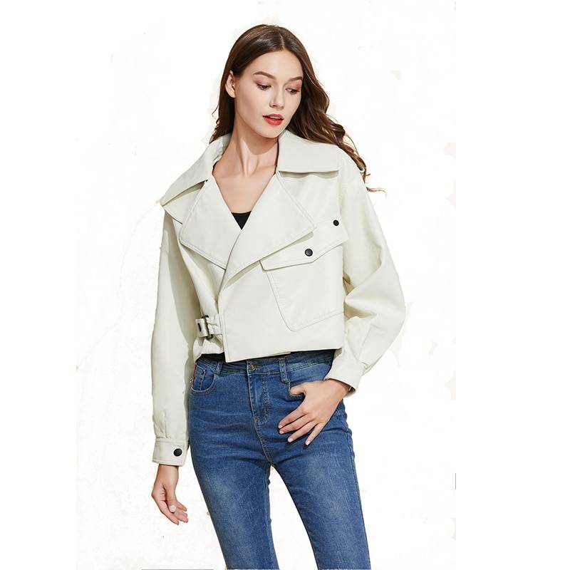 WW | PU Leather Motorcycle Jacket - Bold & Daring - Adjustable Belt - Branded Outerwear