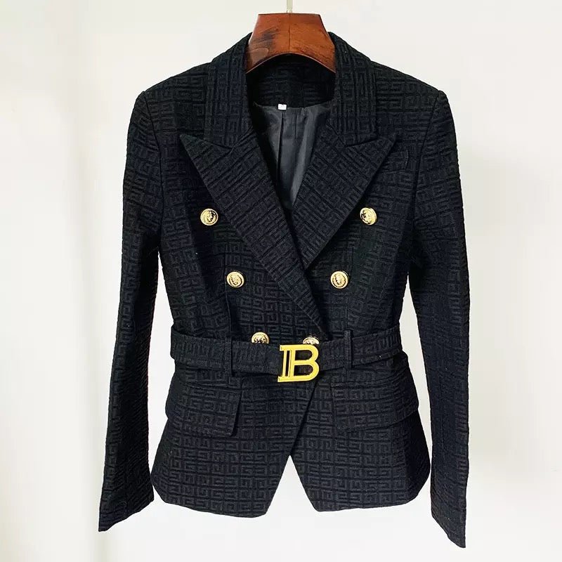 WW | Tweed Blazer - Goldene Knopfakzente - Gürteltasche - Maßgeschneiderte Eleganz