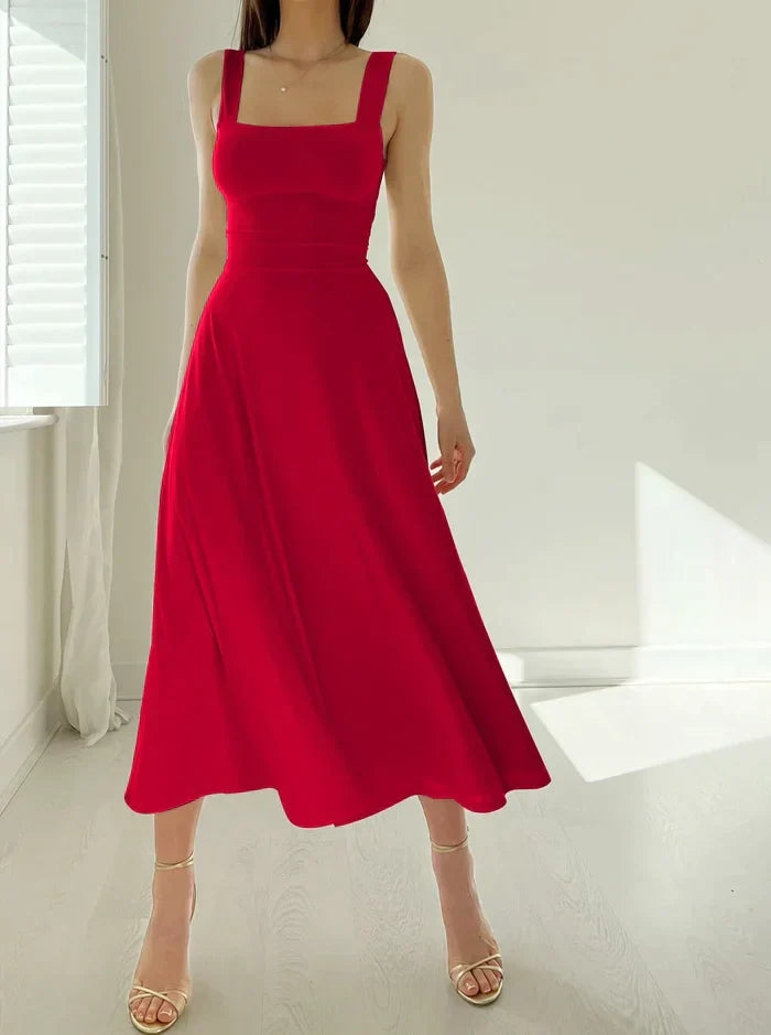 WW - Elegantes ärmelloses A-Linien-Midikleid – Zeitloser Chic | Fit-and-Flare Midikleid – Perfekt für jeden Anlass