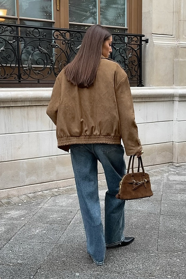 WW | Khaki Wildleder Kragenjacke