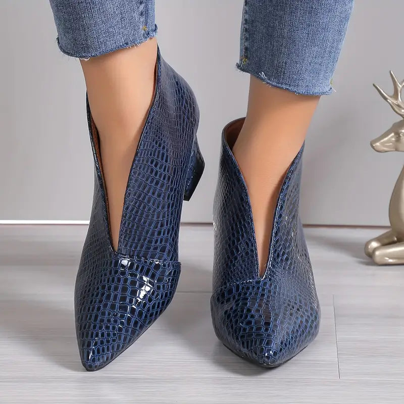 WW | Glänzende Croco Print Stiefeletten