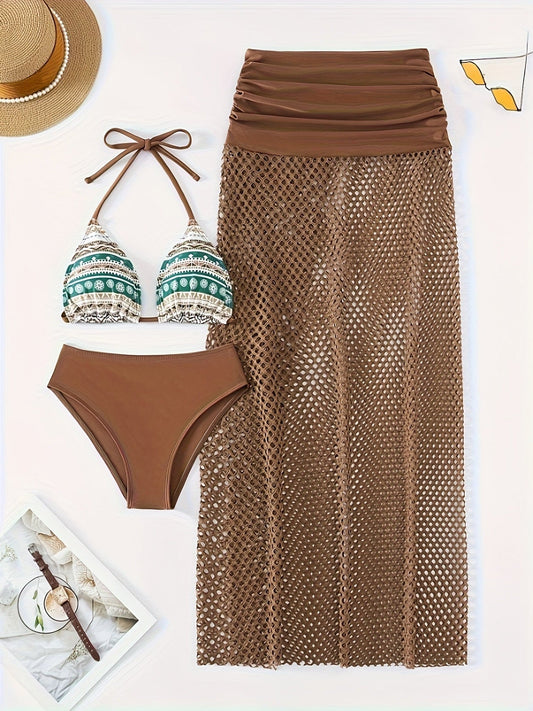 WW | Three-Piece Bikini Set with Tribal Print for Women