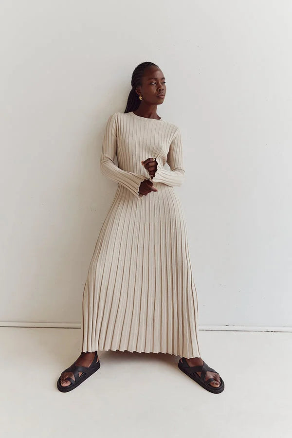 Elodie | Round Neck Midi Sweater Dress