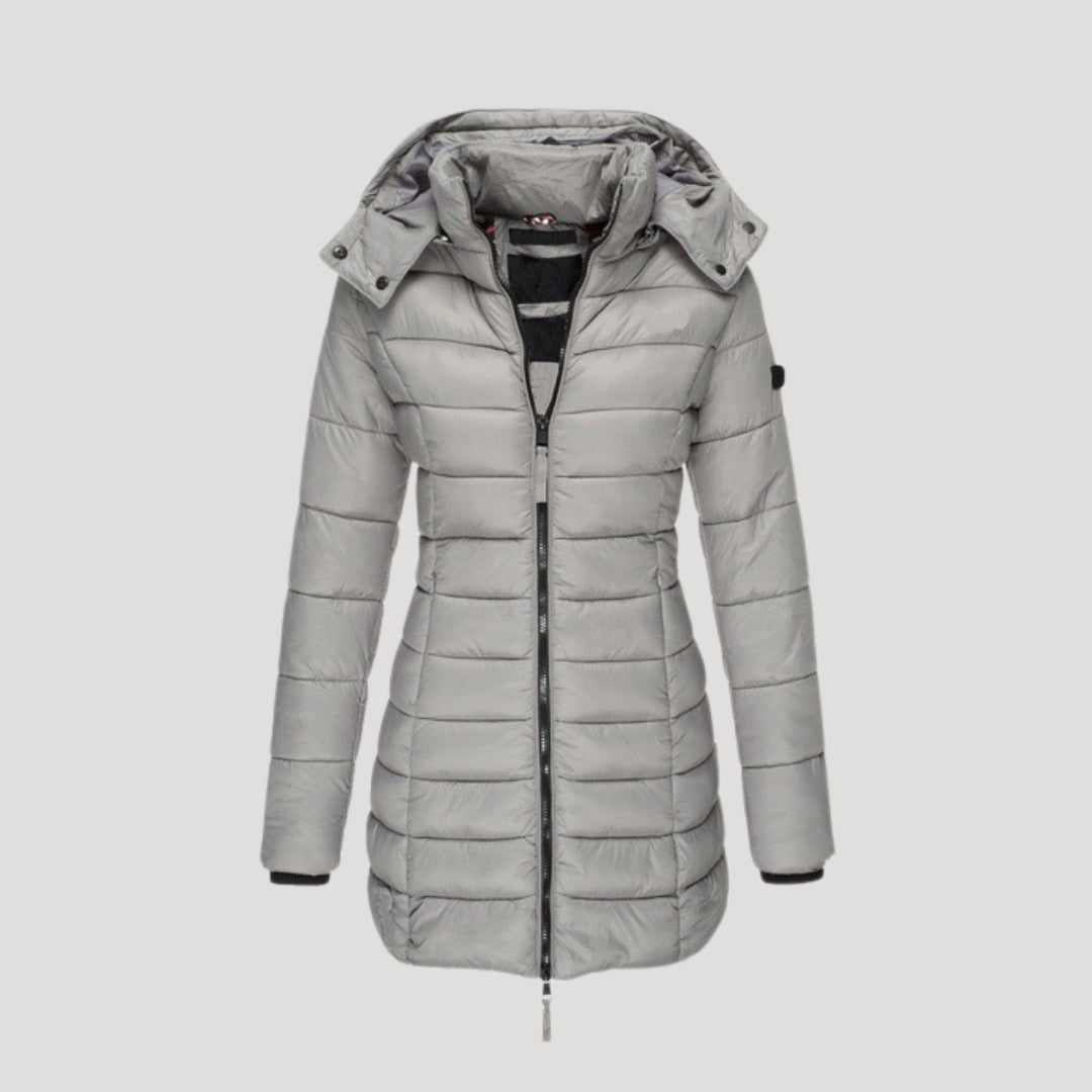 WW | Damen langer gepolsterter Wintermantel mit Kapuze Pufferjacke