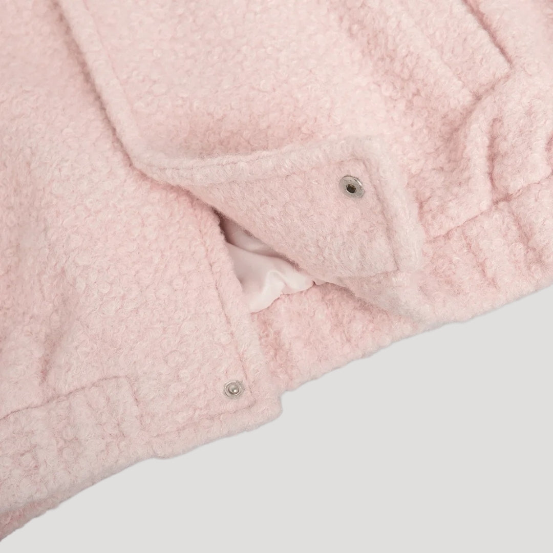 WW | Damen Boucle Teddy Bomber Jacke pink mit Reißverschluss