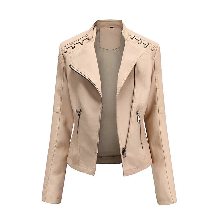 WW | PU leather jacket with zip closure