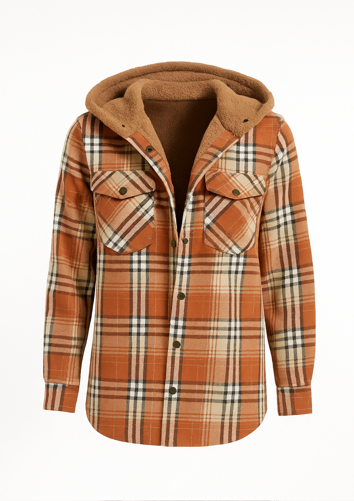 Yseldis Checked Lined Fleece Jacket - Orange