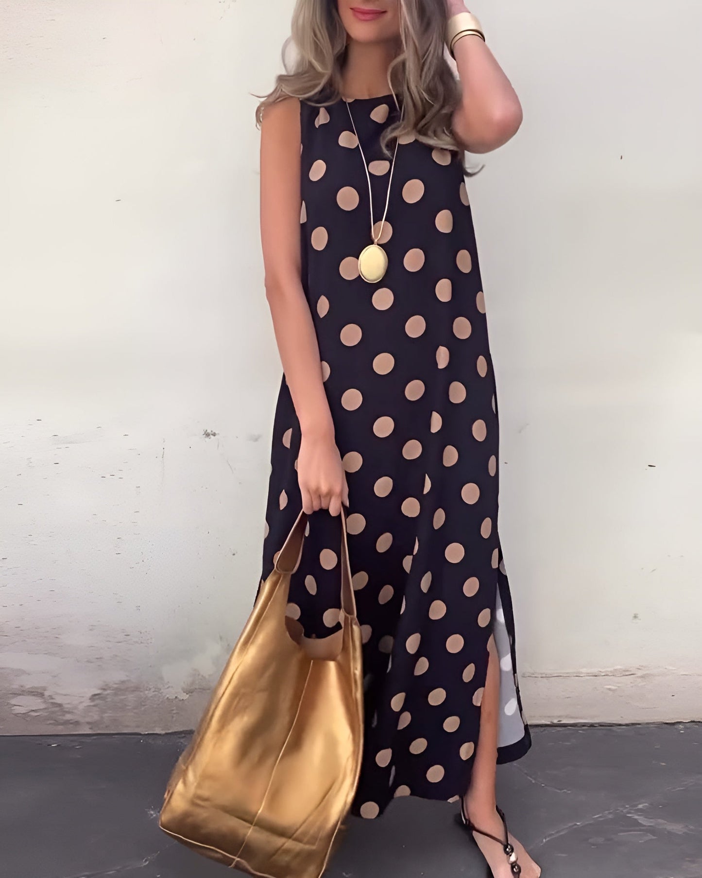 Roxane | Polka Dot Maxi Dress with Slit