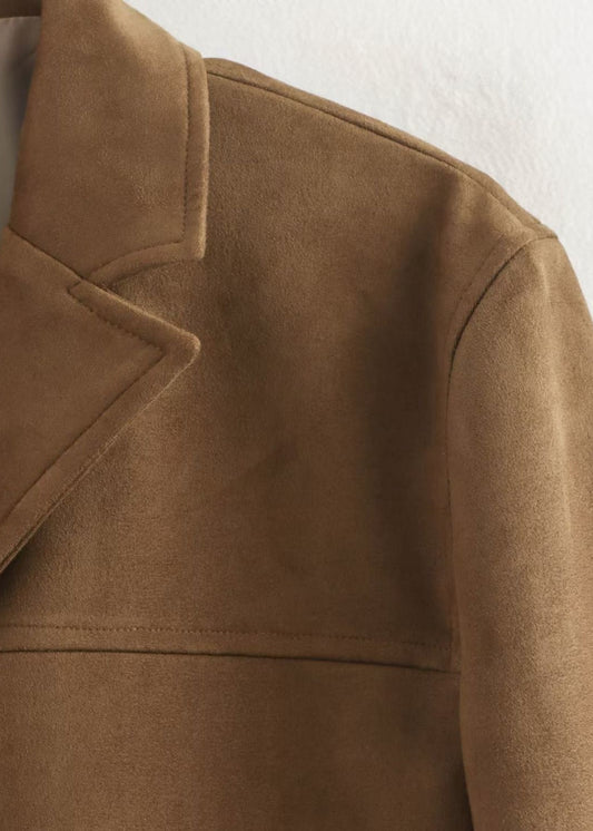 WW | Wildleder Knopf-Front Blazer mit Pattentaschen