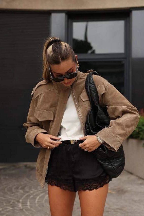 WW | Wildleder Jacke in kurzer Länge