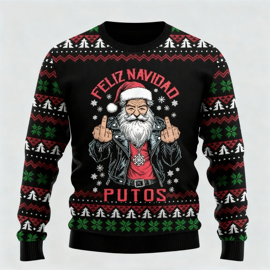 WW | Quirky, Cozy & Festive: The Funny Santa Print Christmas Sweater