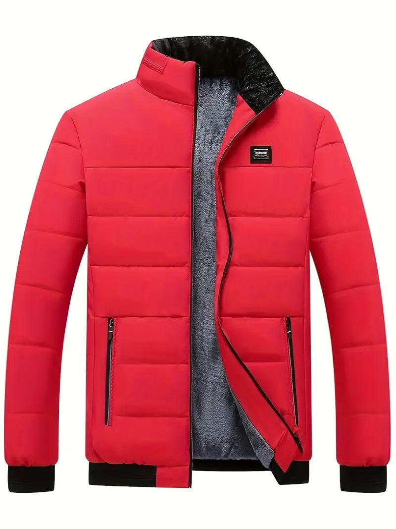WW | fashionable men's jacket with stand-up collar - thick and warm winter coat with velvet lining