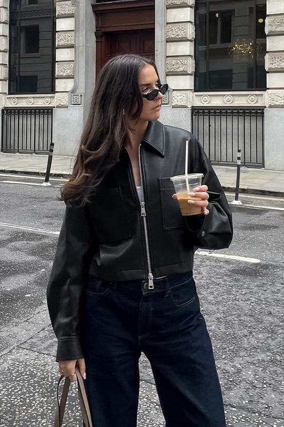WW | Figur Matte Leder Kurze Jacke