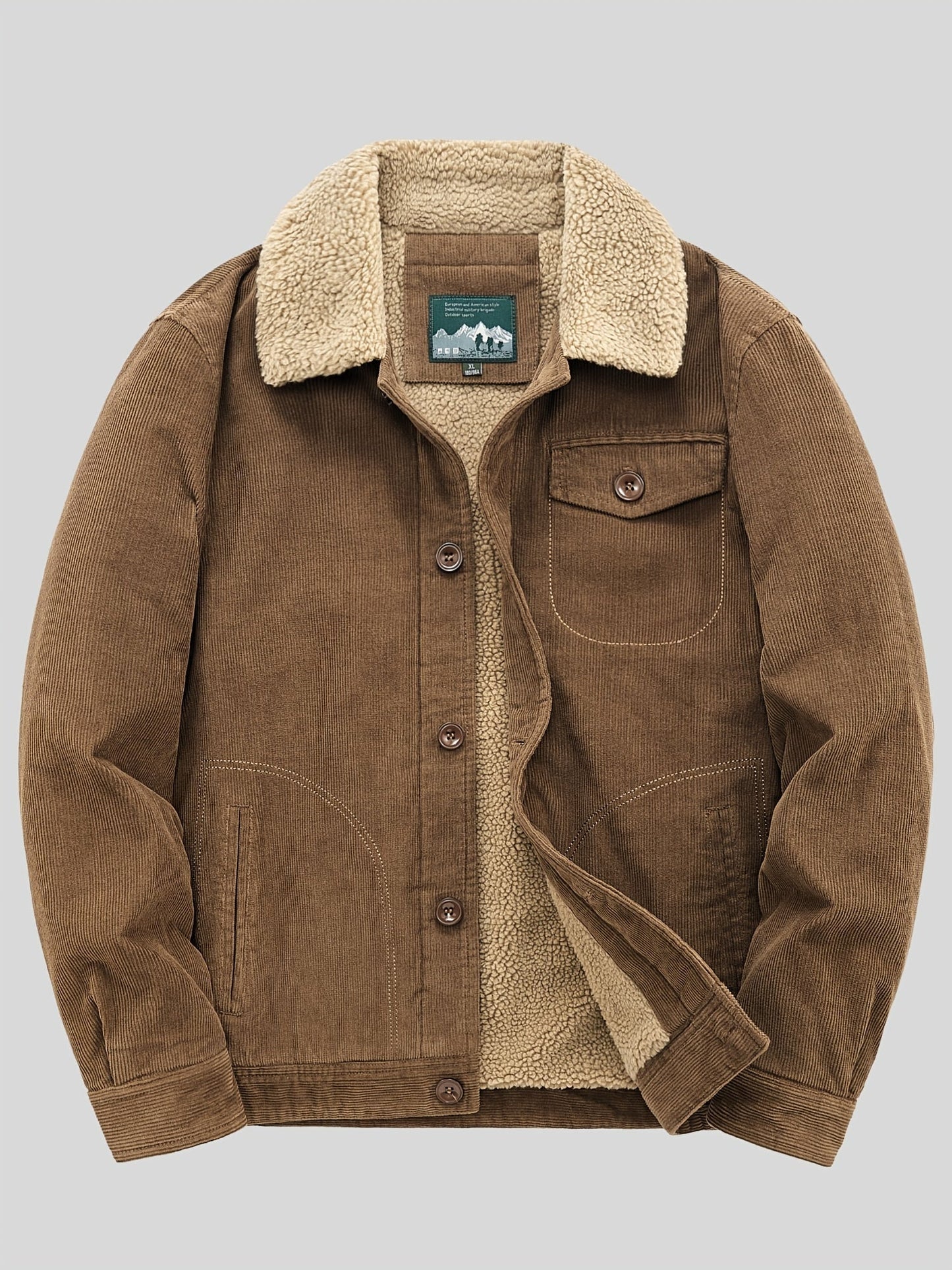 WW | Fleece Button Outdoor Jacket Lightweight With Chest Pocket For Men - Perfect For Outdoor Activities