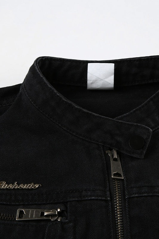 WW | Schwarze Denim Truckerjacke