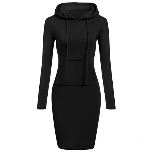 WW | Hoodie Kleid - Lange Ärmel - Verstellbare Kapuze - Kängurutasche - Slim Fit