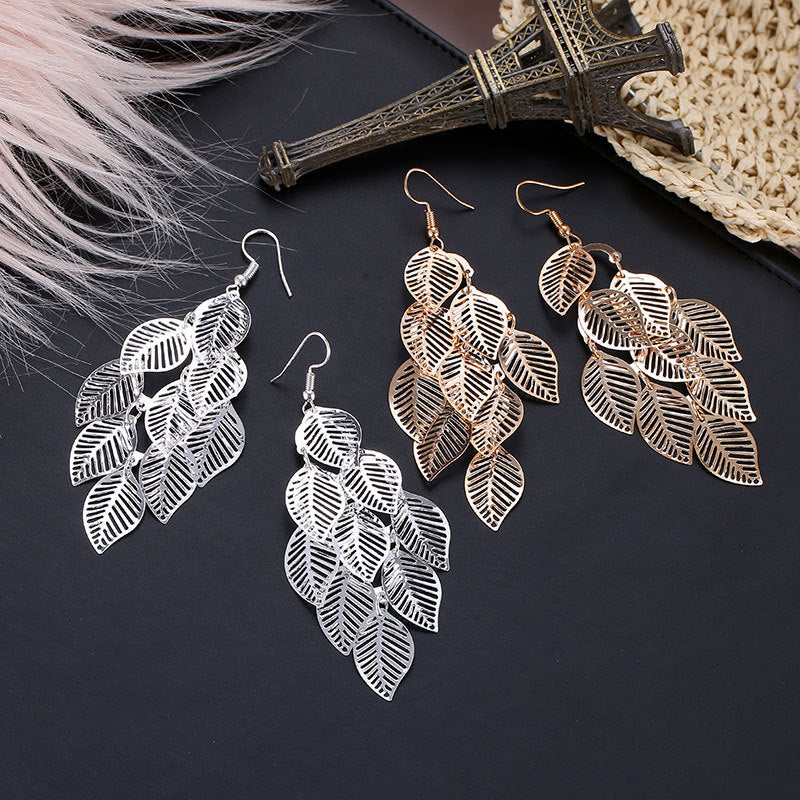 WW | Dainty Layered Leaf Earrings