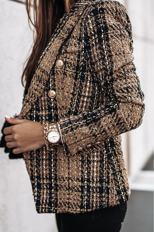 WW | Gepunkteter Offene Front Karo Blazer Jacke