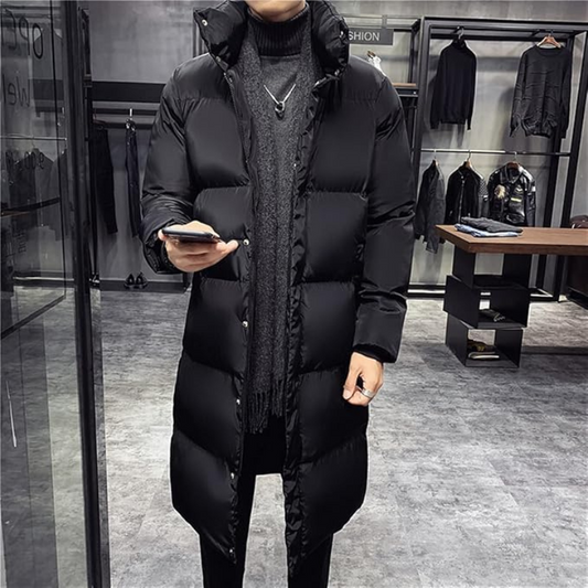 WW | Herren Langer Steppmantel Mit Hohem Kragen Design