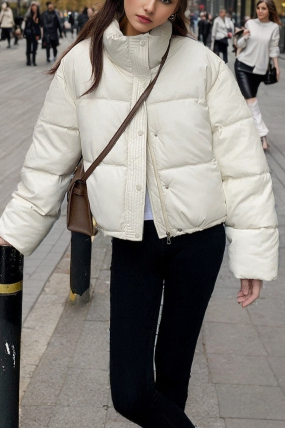 WW | Faux Leather Insulated Puffer Jacket