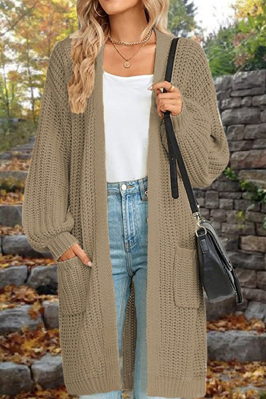 WW | Länge Locker Oversized Doppelte Tasche Cardigan Sweater Jacke