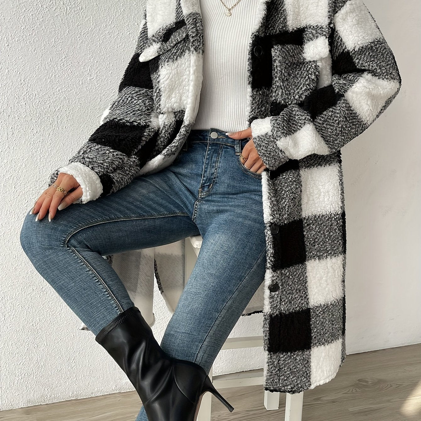WW | Damen Oversized Teddy Jacke Gemütlicher Stil