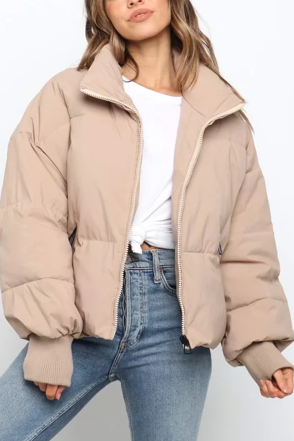 WW | Collar Zipper Pocket Thick Warm Cotton Jacket
