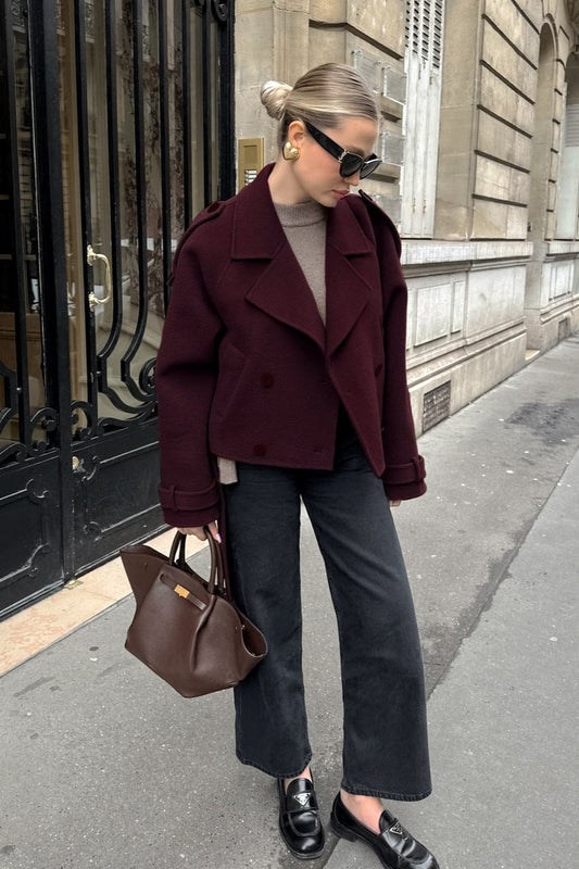 WW | Braune Woll-Doppelreiherjacke