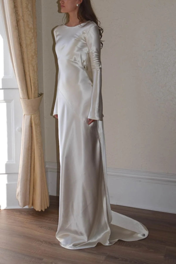 WW | Pearl Eden Satin Backless Cowl Neck Gown Maxi Dress