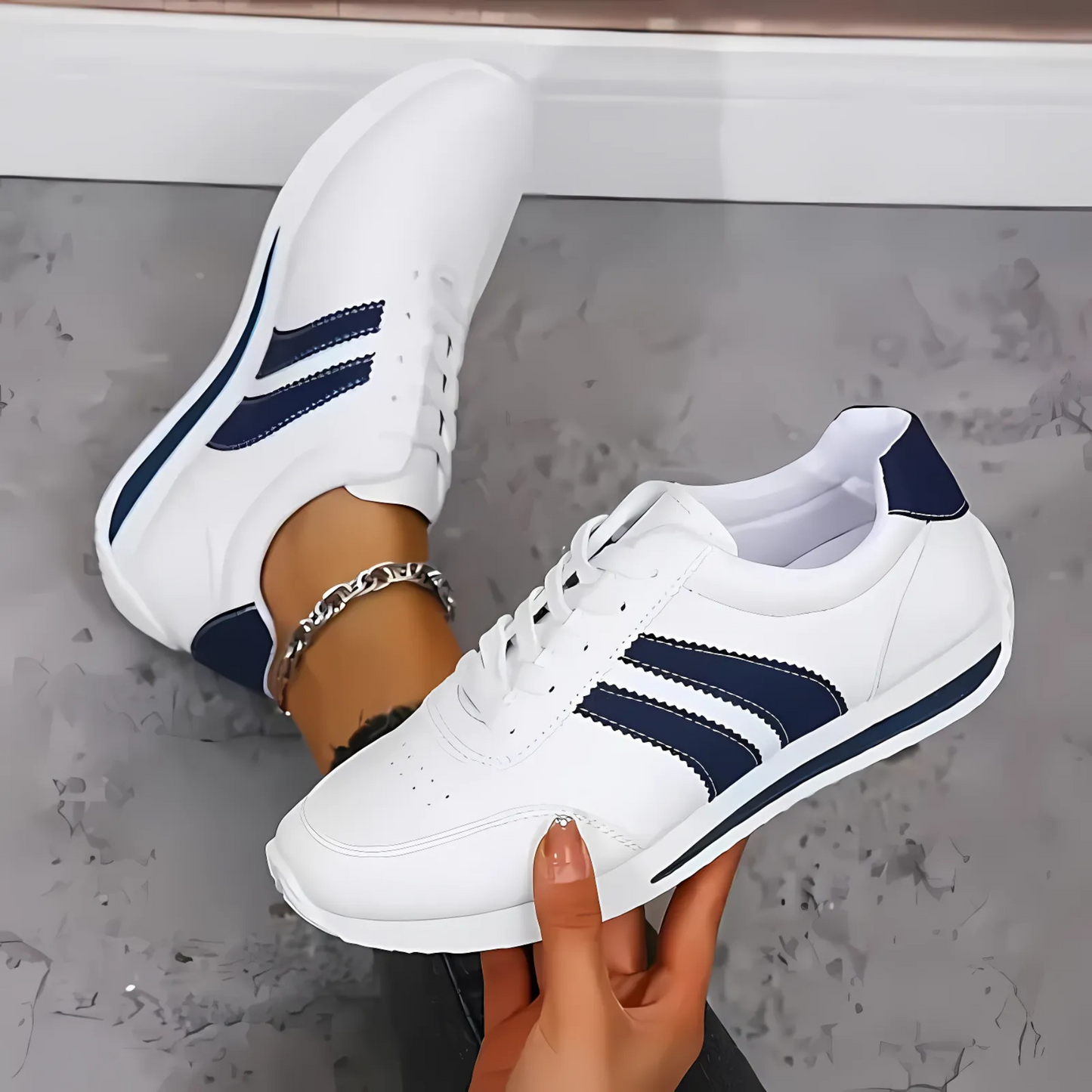 Lettie Handmade Leather Women's Sneakers - Blue