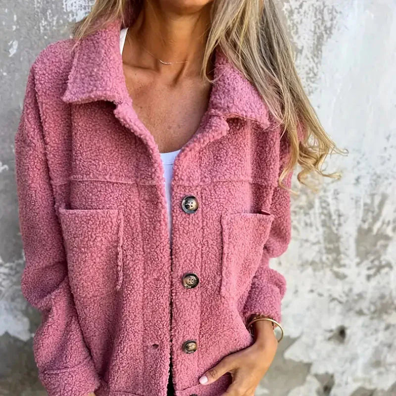 WW | Damen Lange Ärmel Teddy Jacke Gemütlicher Winterstil