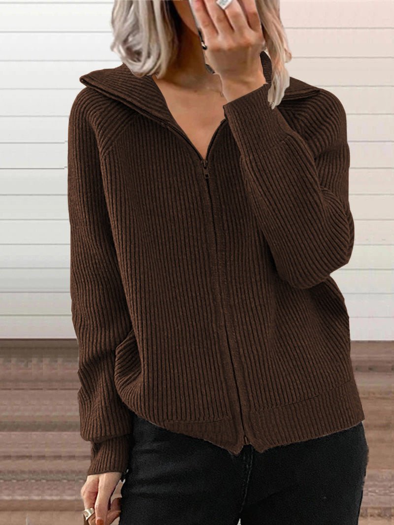 WW | Cozy cotton knit zip-up pullover jacket