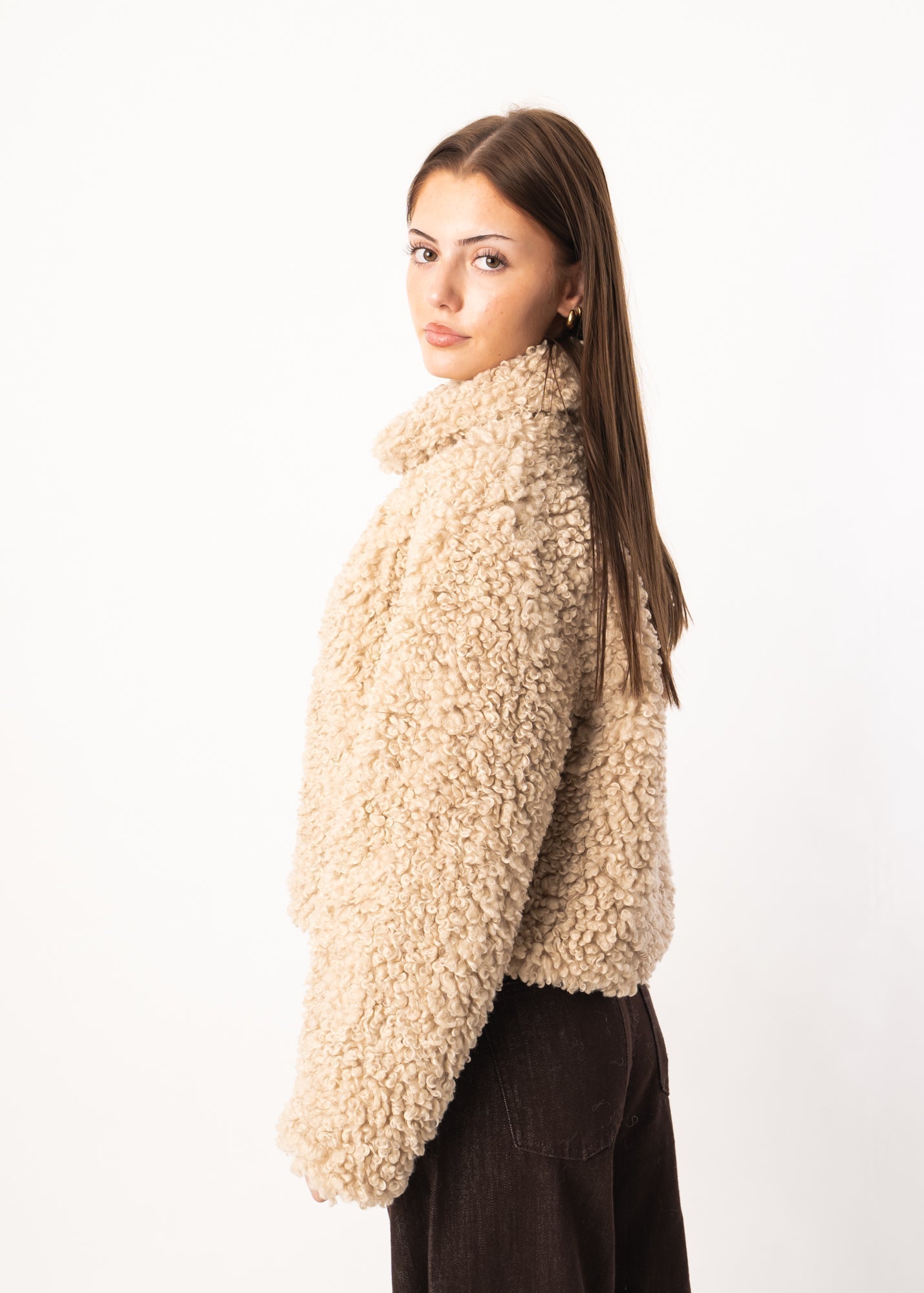 WW | Lockere Lammfelljacke mit Locken