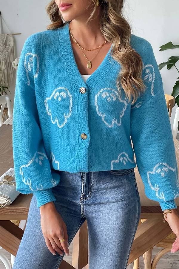 WW | Lockere lässige Cartoon Jacquard-Jacke