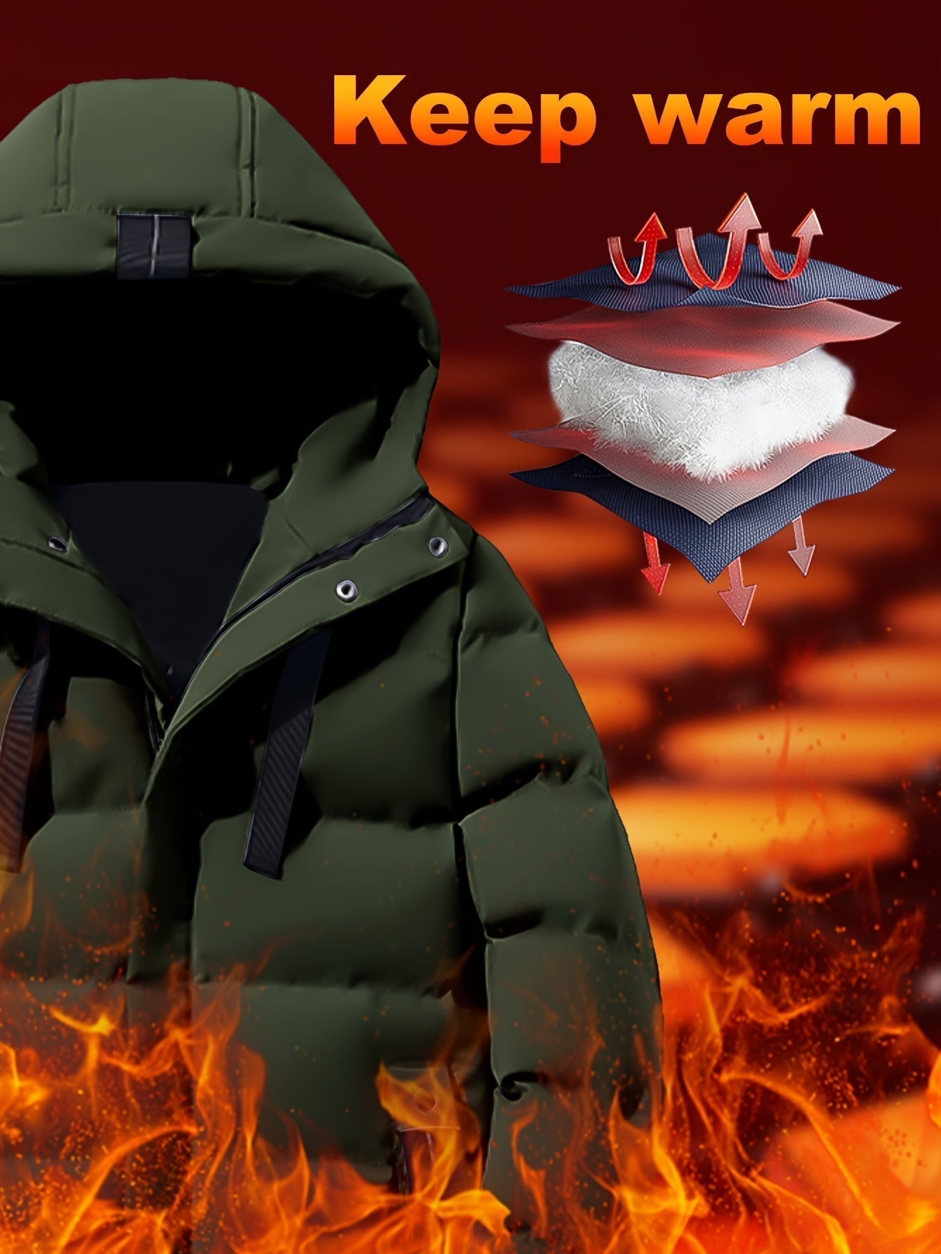 WW | Men's Long Padded Hooded Puffer Winter Jacket - Perfect for Outdoor Activities