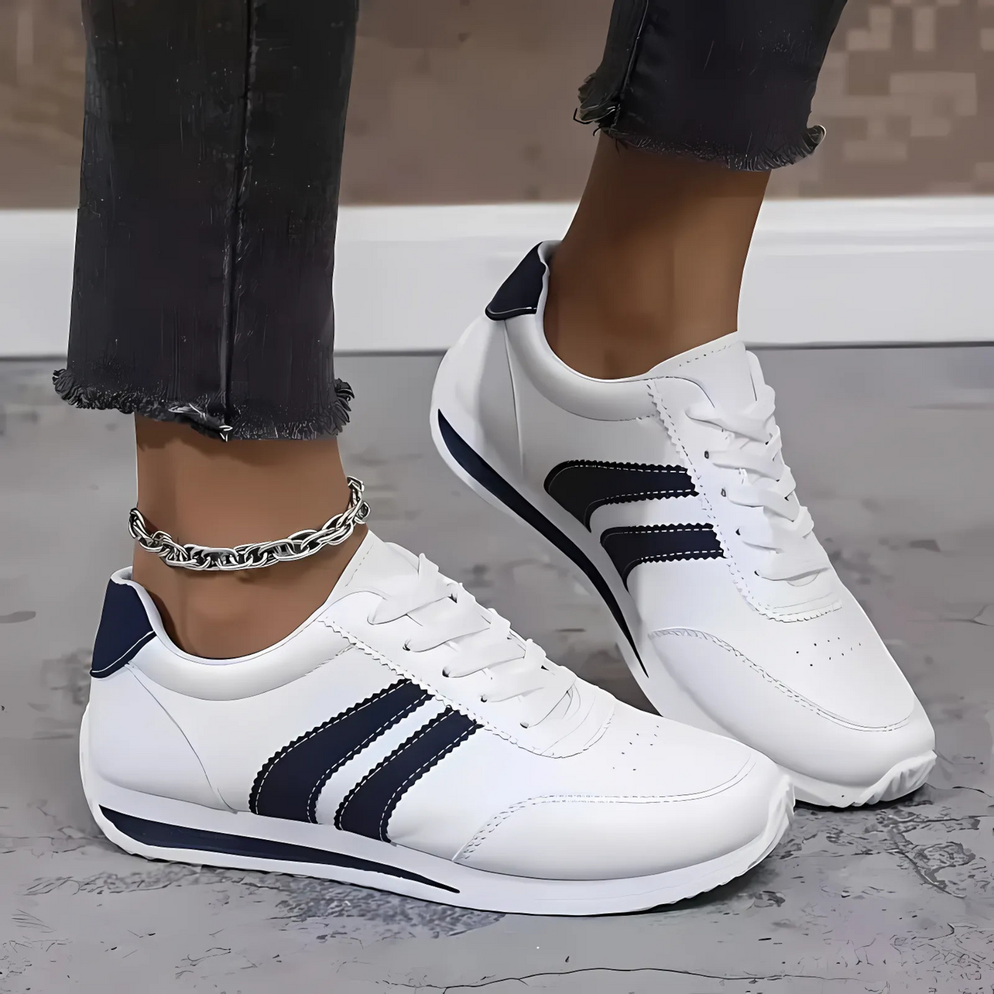 Lettie Handmade Leather Women's Sneakers - Blue
