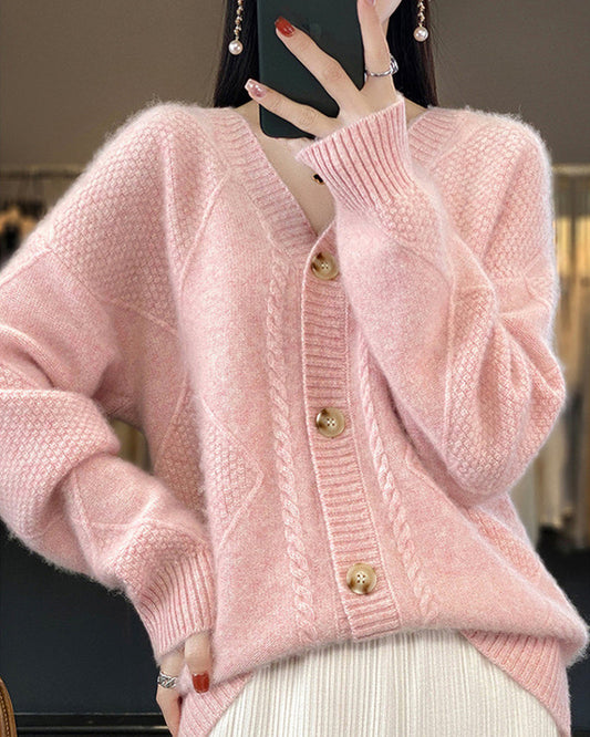WW | Stylischer Strickjacke mit Geometrischem Muster