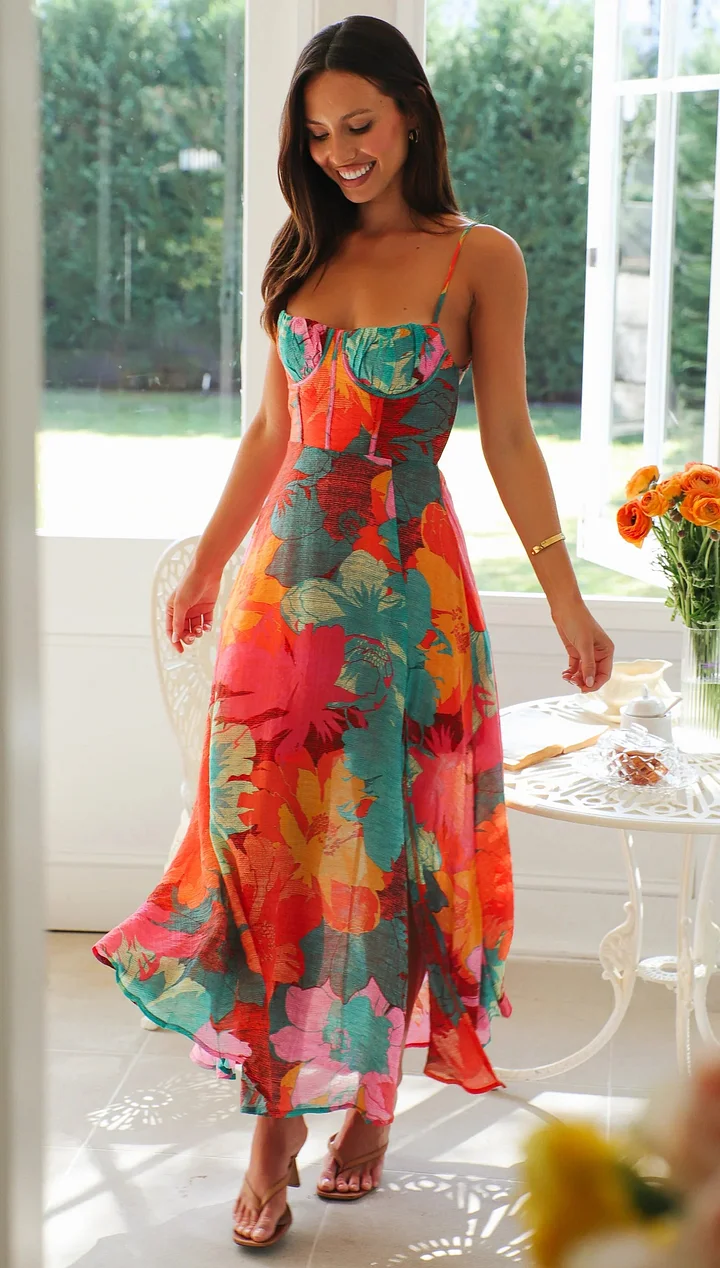 Women's Spaghetti Strap Floral Print Dress – Sexy and Stylish