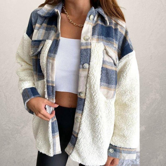 WW | Karierter Fleece-Button-Down-Casual-Mantel