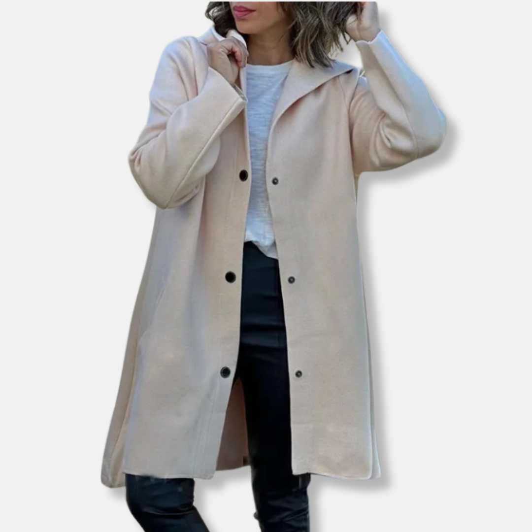 WW | Wollmischung Relaxed Fit Kapuze Druckknopfschluss mittellange