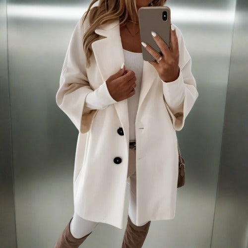 WW - Damen schicker oversized Mantel in Elfenbein