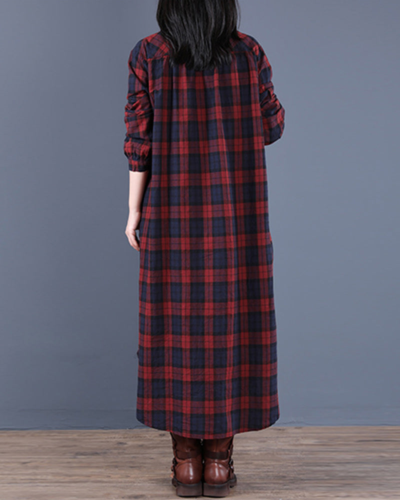 WW | Langärmliges Karo-Hemdkleid