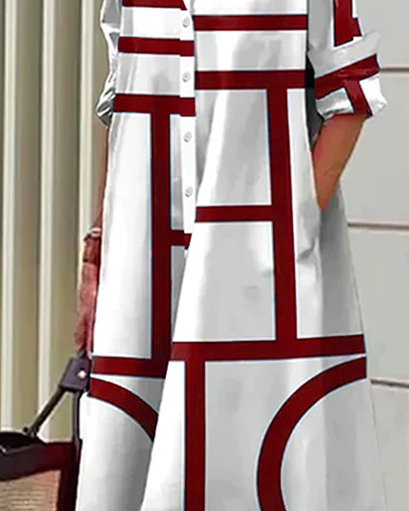 WW | Kleid mit Taschen und Geometrischem Druck