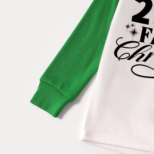 WW | "2025 Family Christmas" Letter Print Green Rotator Cuff Top With Green & Black Plaid Family Matching Pajamas