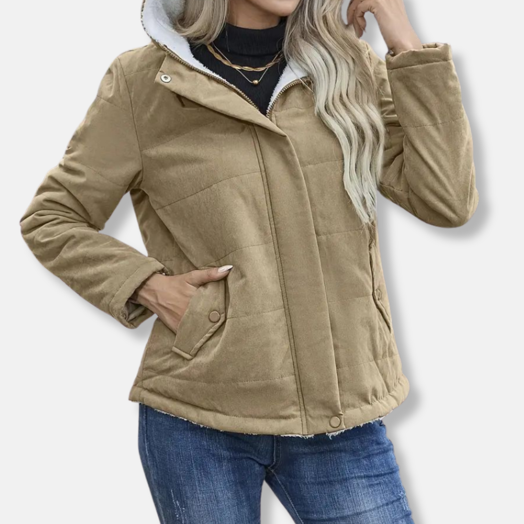 WW | Women's Short Jacket – Quilted Fabric – Fleece-Lined Hood – Casual Fit – Full Zip