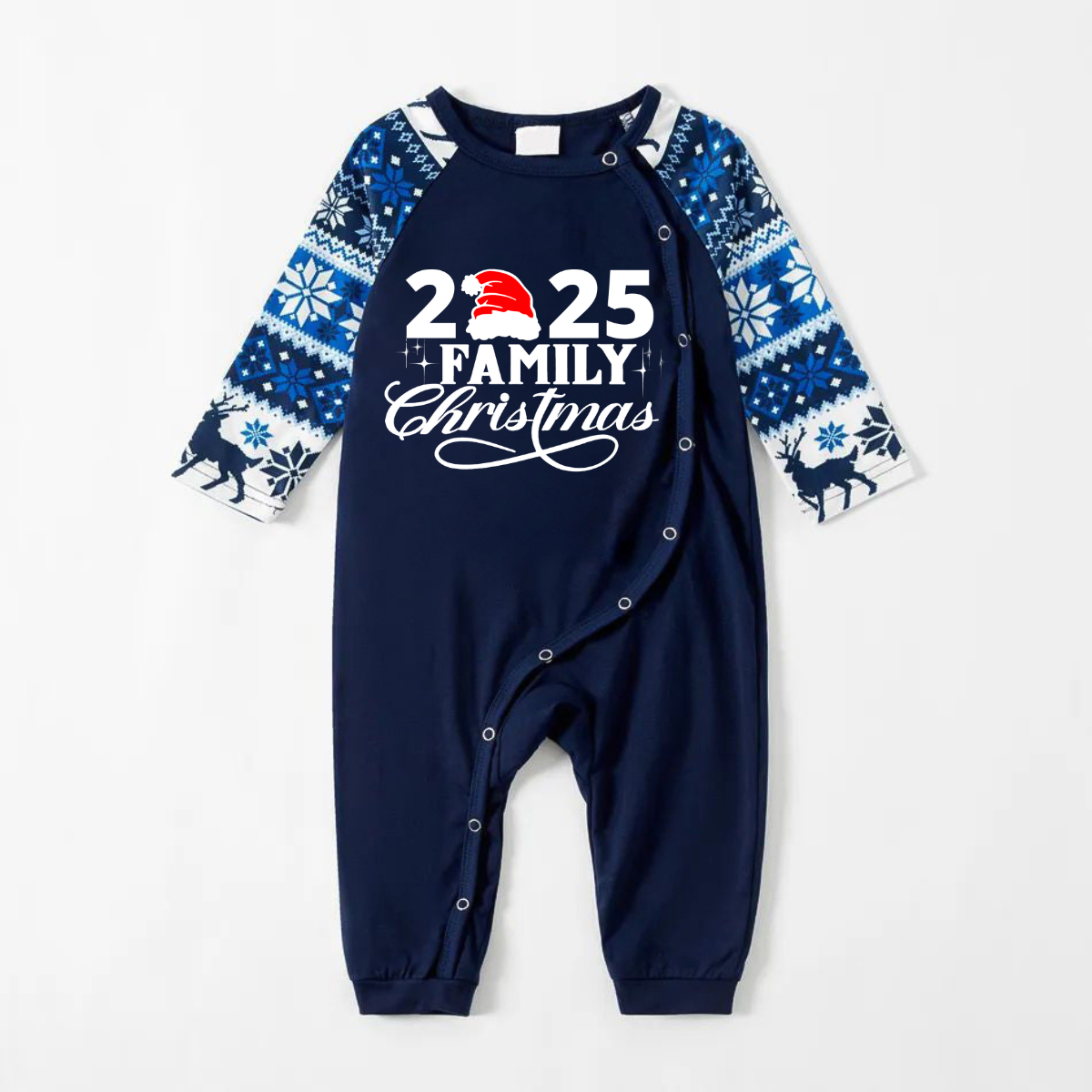 WW | "2025 Family Day Christmas" Letter Print Blue Family Matching Pajama Sets