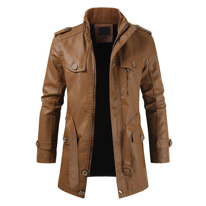 WW | Retro Leather Trench Coat for Men