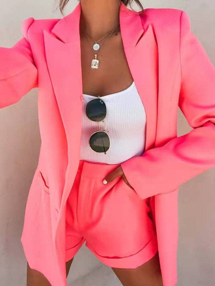WW | Checkered Single-Breasted Oversized Fit Blazer Long Sleeves