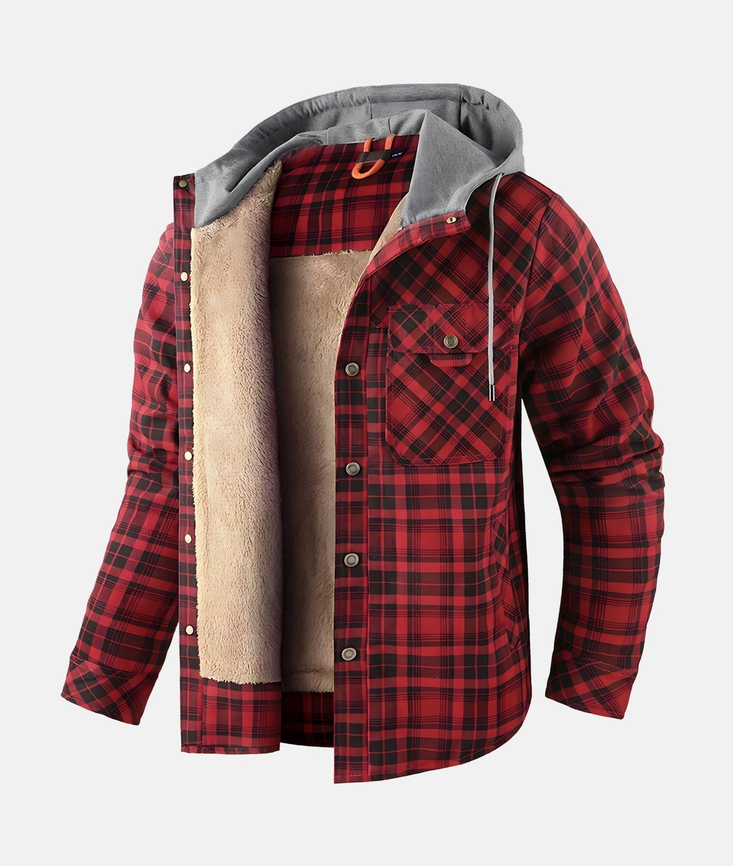 WW | Plaid Flannel Jacket with Hood and Faux Fur Lining