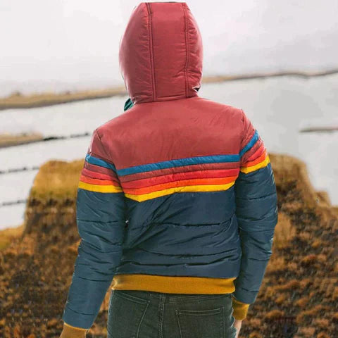 WW | Damen Winter Daunenjacke - Mit Retro-Streifen
